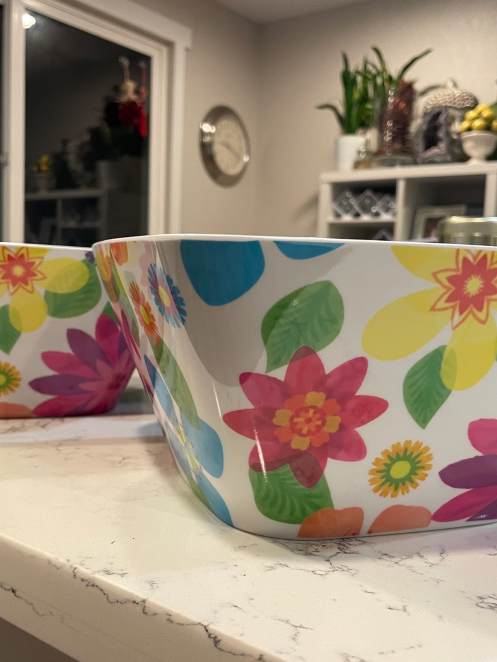 Heavyweight Floral Melamine Serving Bowls- set of 3